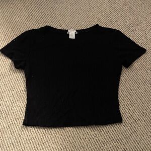 Bozzolo Black Ribbed Crop Top